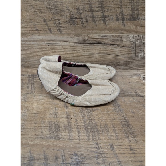 Sanuk Trippy Toes Ballet Flats Women's Size 9 Tan Fabric Foldable Travel Shoes - Picture 3 of 12